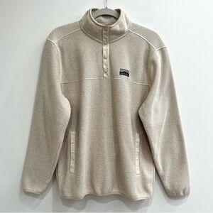 Eddie Bauer Men's 1/4 Snap Button Side Pockets Oatmeal Sweater Fleece Sz Small
